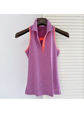 EUC♥️NIKE GOLF TENNIS SLEEVELESS RACERBACK POLO TANK TEE TOP sz XS PURPLE ORANGE